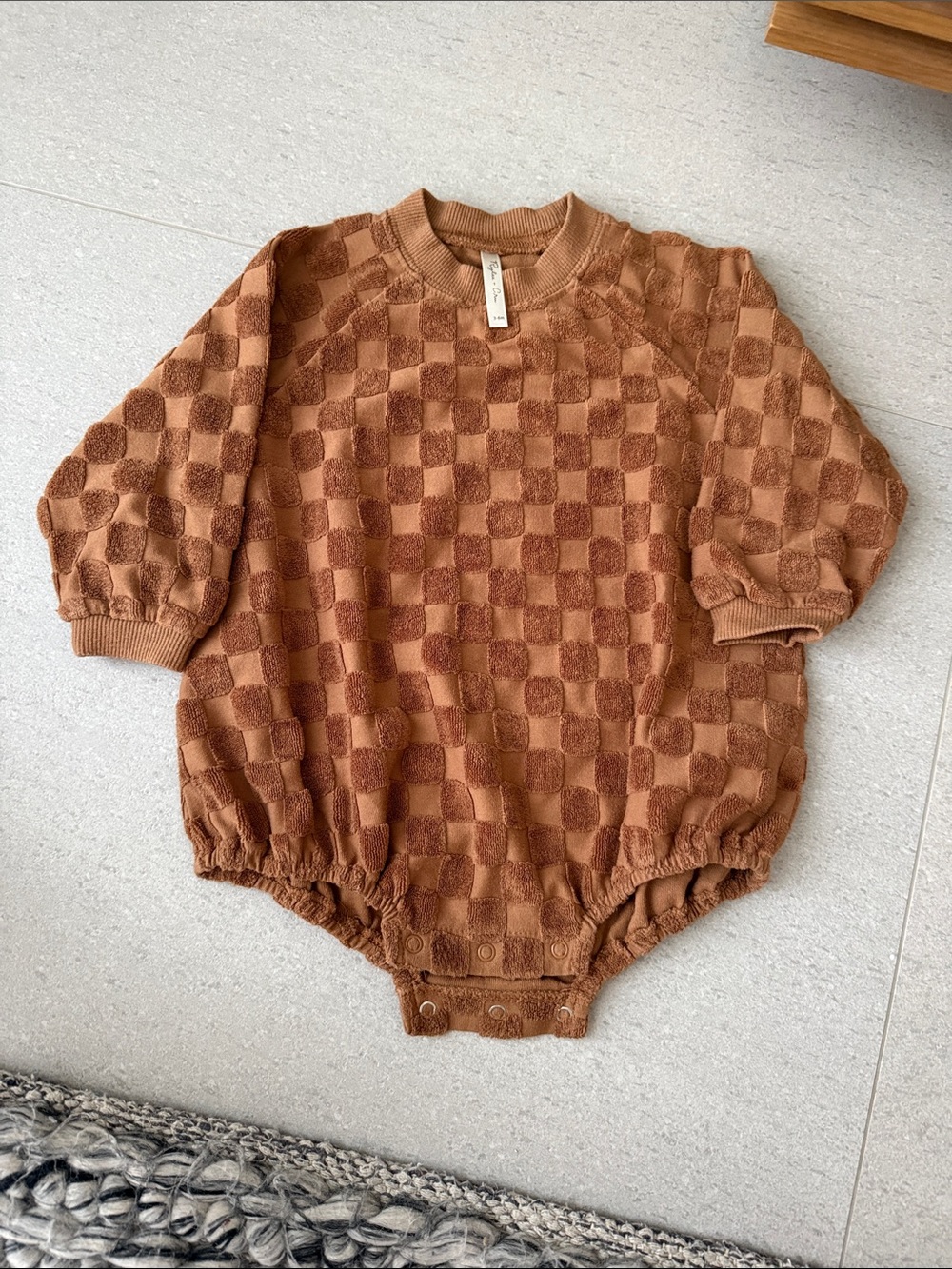Rylee + Cru bubble onesie terry checkered